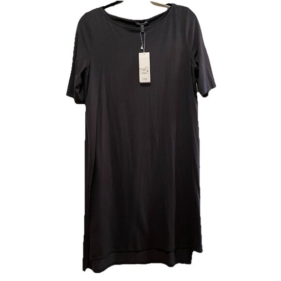 EILEEN FISHER Gray Stretch Jersey Short Sleeve Tshirt Dress Sz XS NWT MRSP$178 - Picture 1 of 5